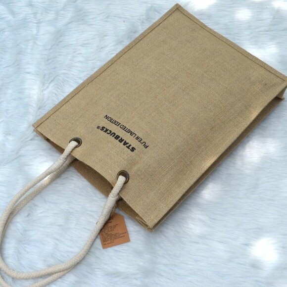 Starbucks Limited Edition Burlap Jute Tote Bag NEW - Picture 4 of 6